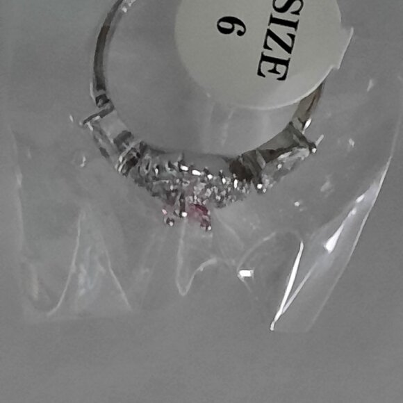 3ct Pink/White Water Drop CZ Ring 925 Silver - Picture 2 of 3